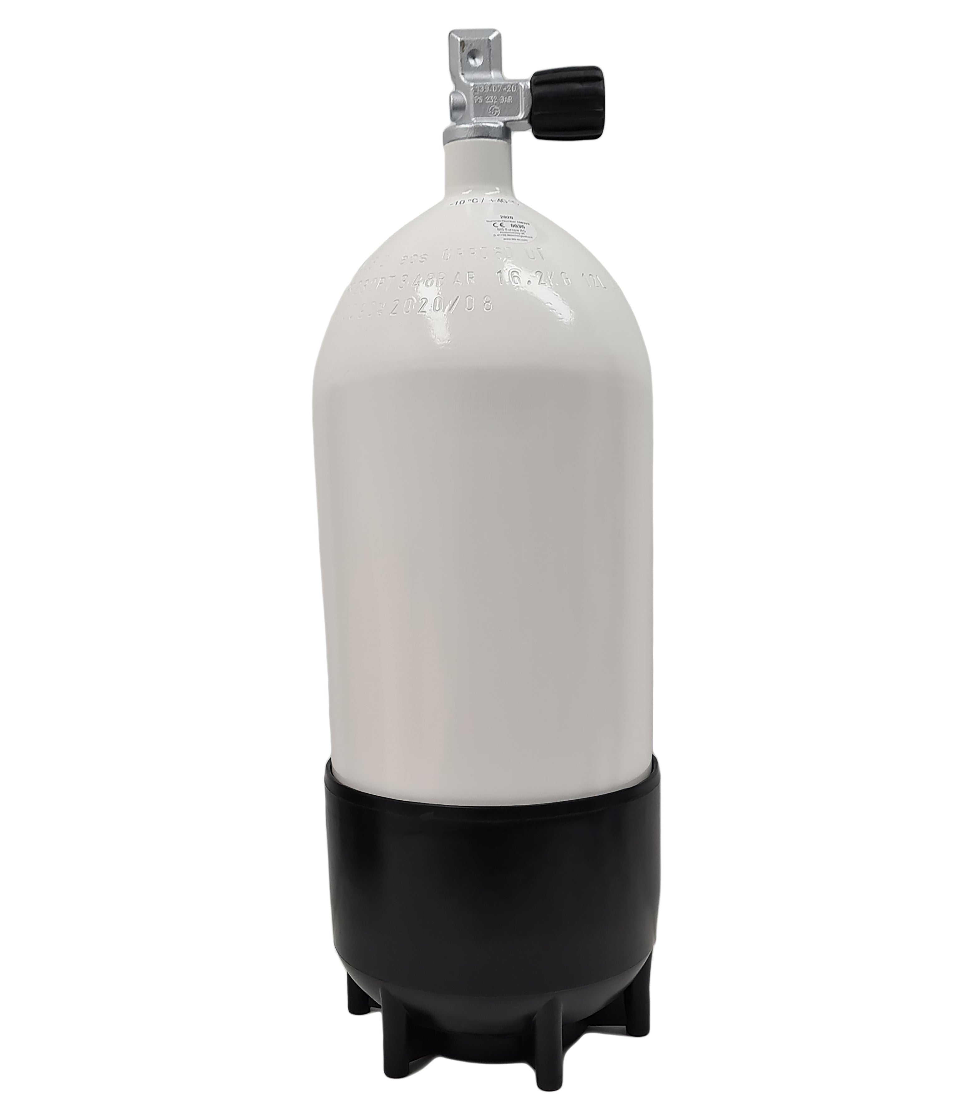 12L Stålflaske (kort) 230 Bar / DIN ventil m.fod