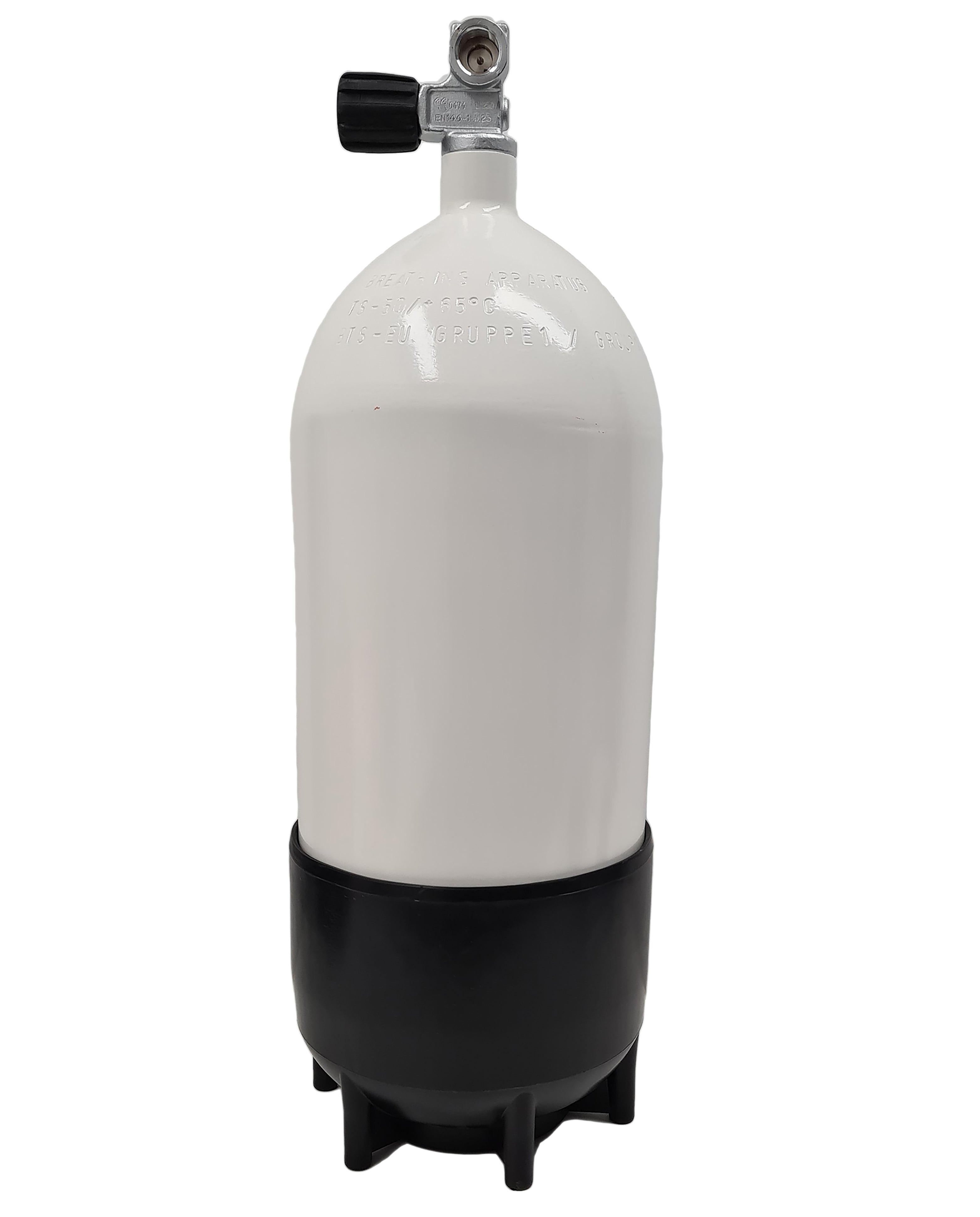 12L Stålflaske (kort) 230 Bar / DIN ventil m.fod