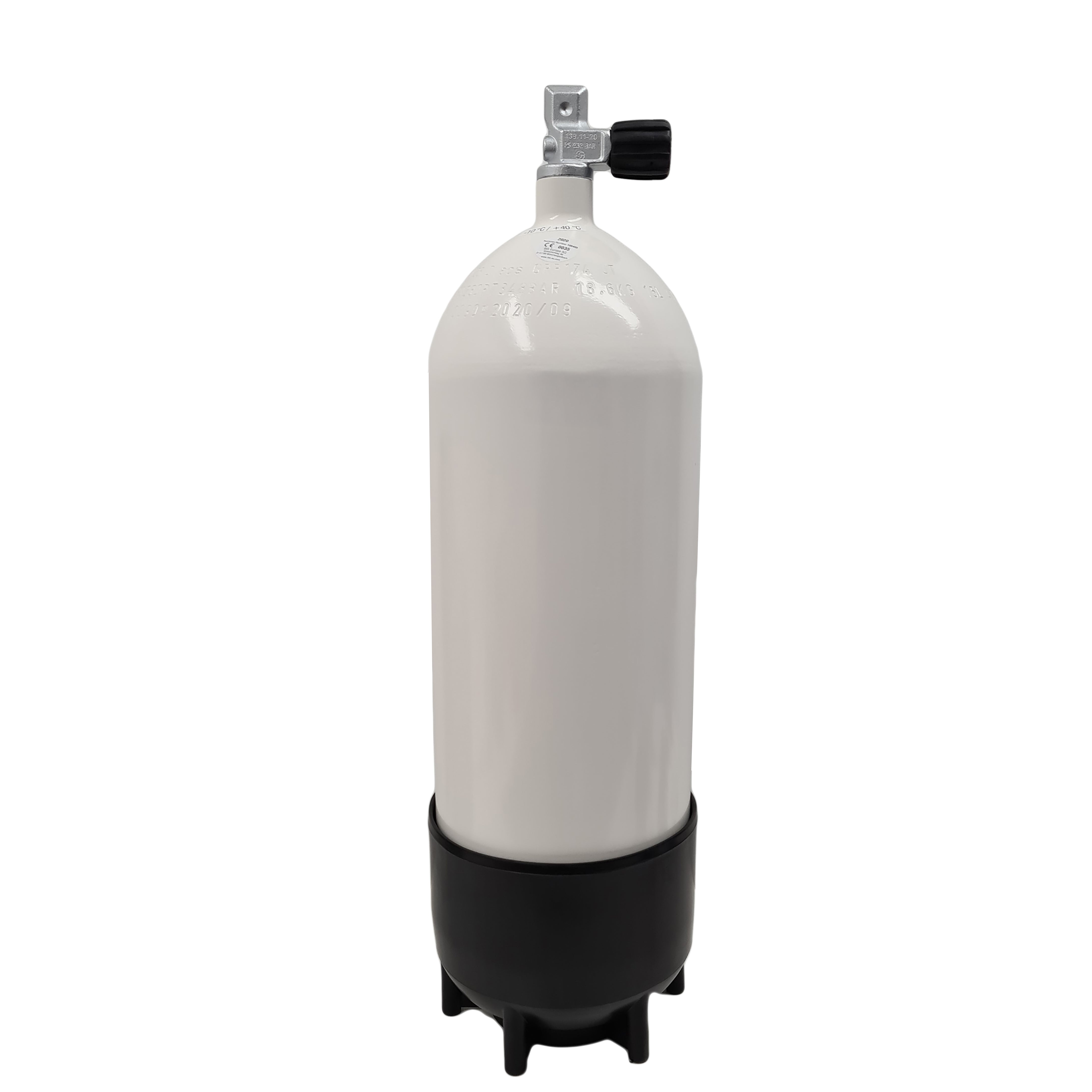 15L Stålflaske (kort) 230 Bar / DIN ventil m.fod