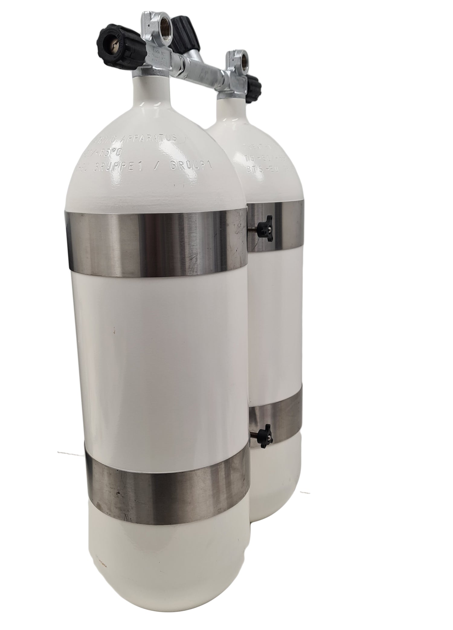 15L Stålflasker 230 Bar / DIN ventil - Dobbeltsæt