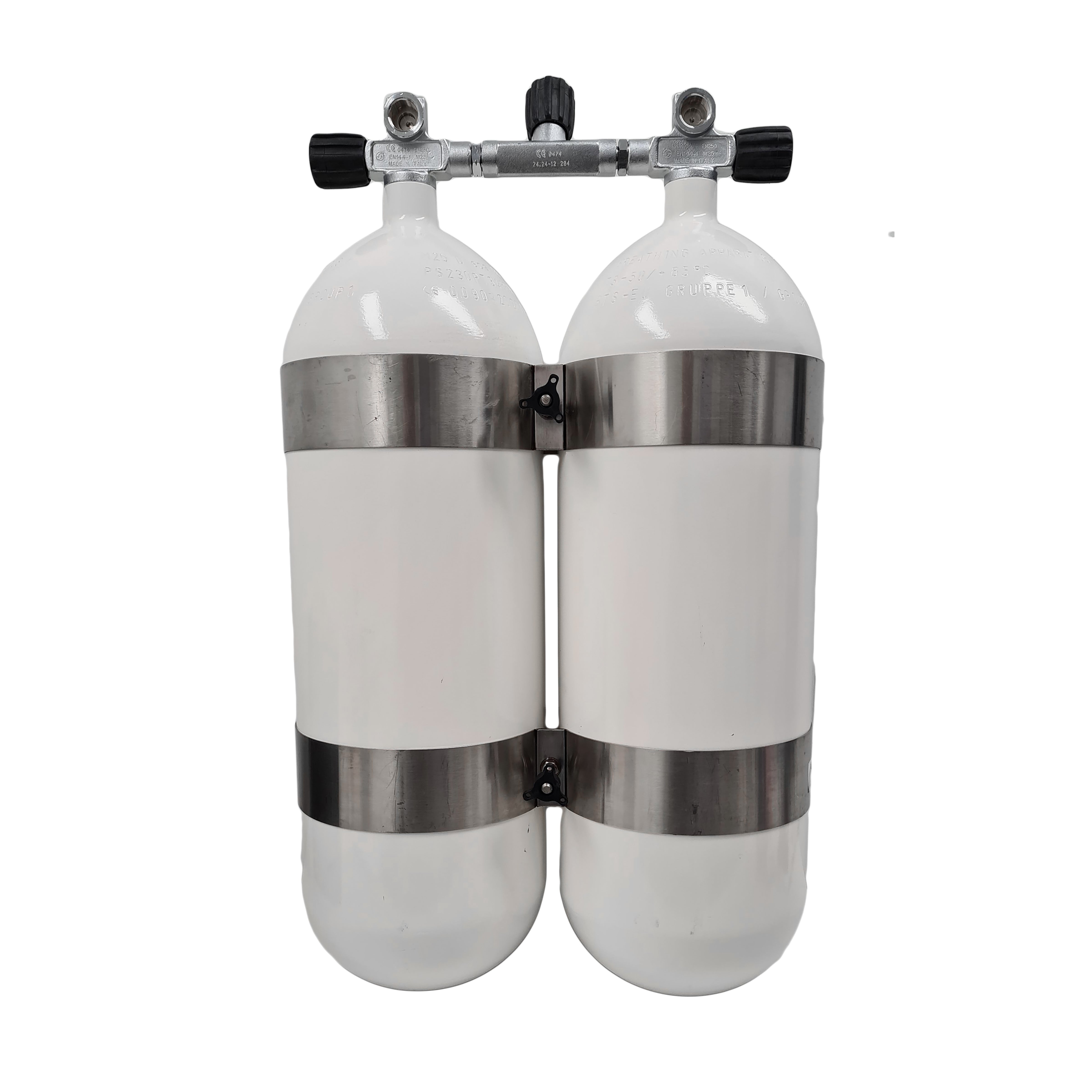 15L Stålflasker 230 Bar / DIN ventil - Dobbeltsæt