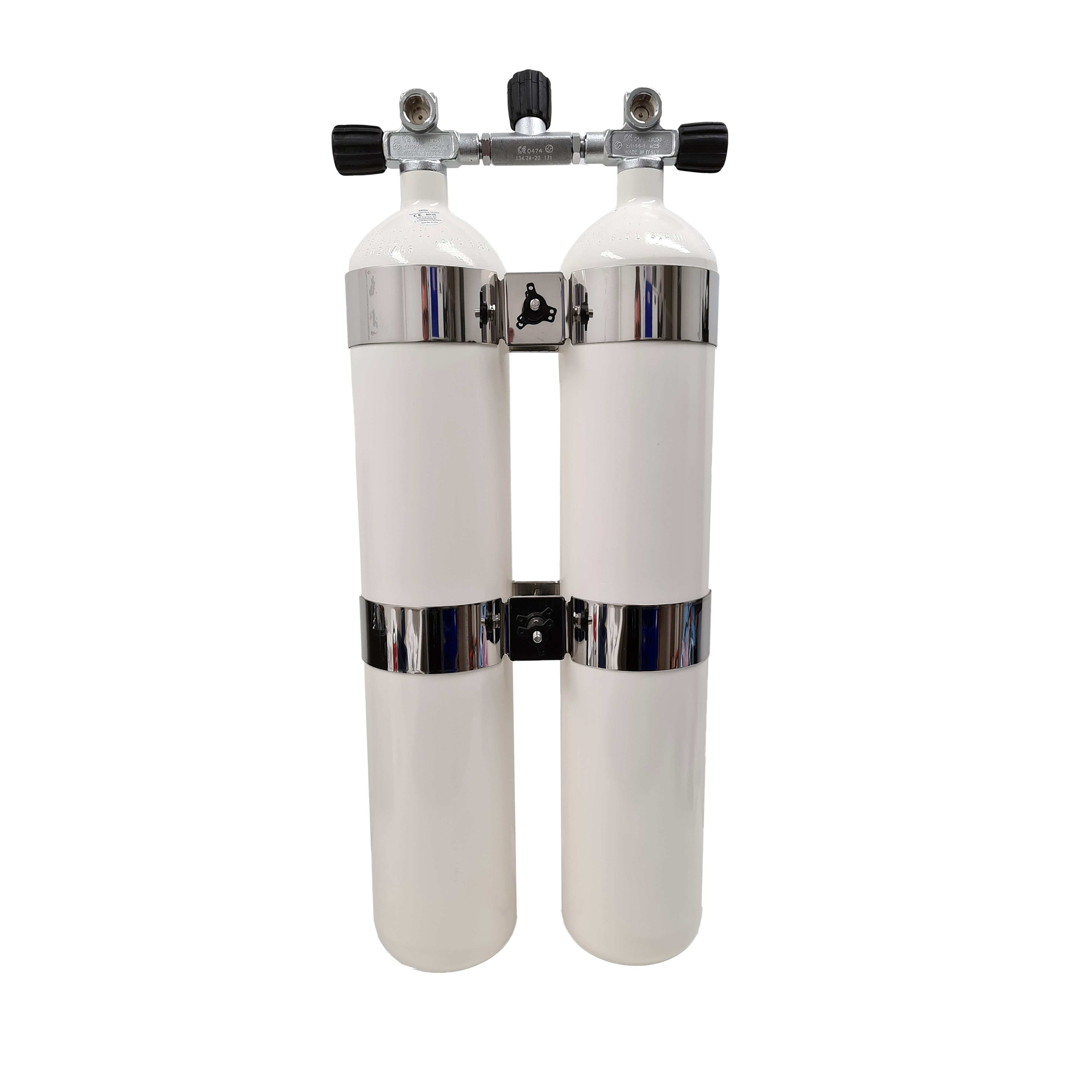 8,5L Stålflasker 230 Bar / DIN ventil - concave Dobbeltsæt STOR AFSTAND