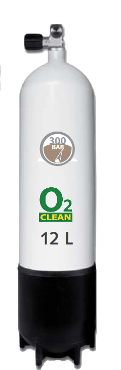 12L Stålflaske 300 Bar / DIN ventil m.fod