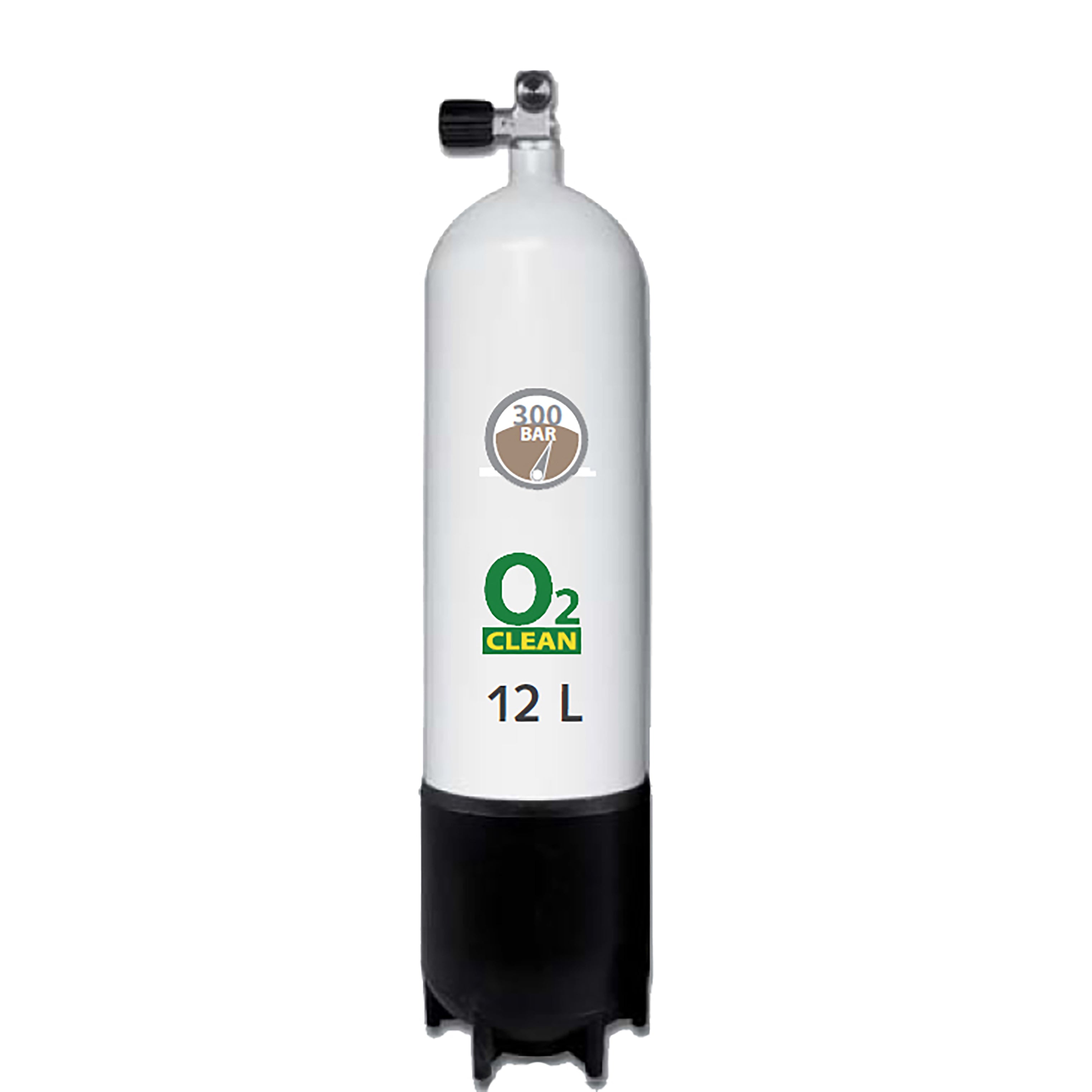 12L Stålflaske 230 Bar / DIN ventil m.fod