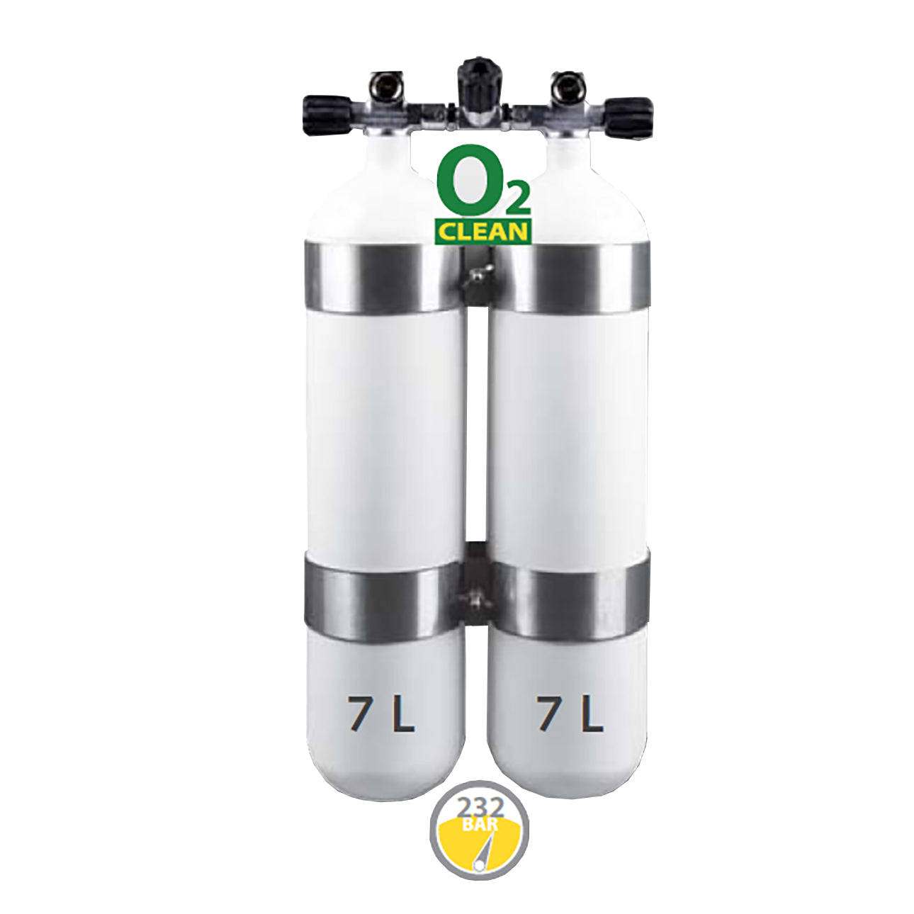 7L Stålflasker 230 Bar / DIN ventil - Dobbeltsæt
