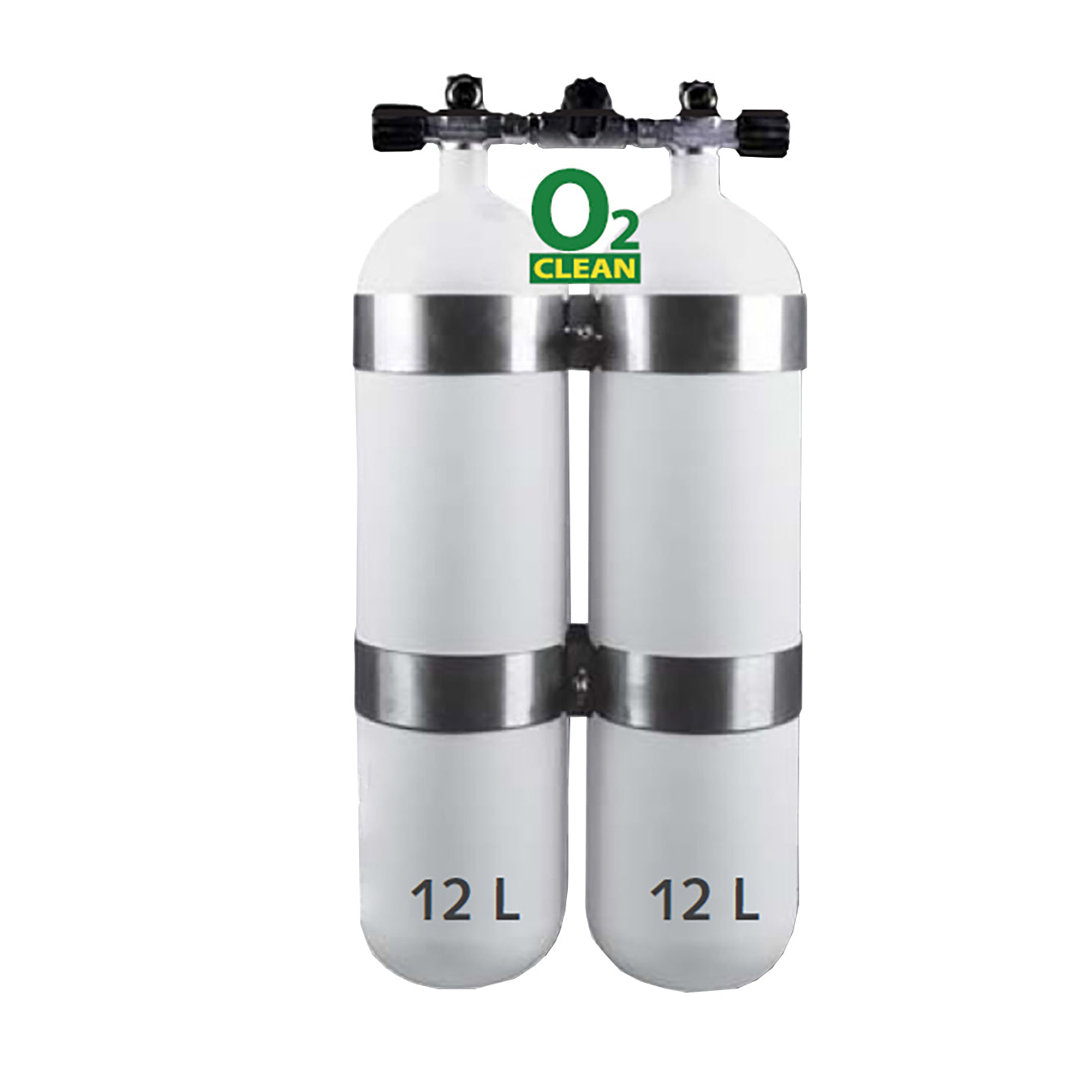 12L Stålflasker 300 Bar / DIN ventil - Dobbeltsæt
