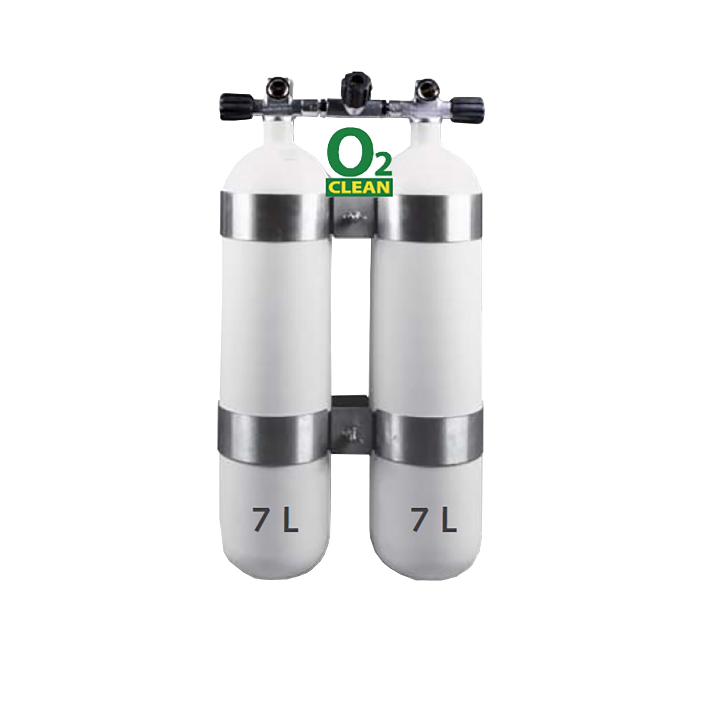 7L Stålflasker 300 Bar / DIN ventil - Dobbeltsæt STOR AFSTAND